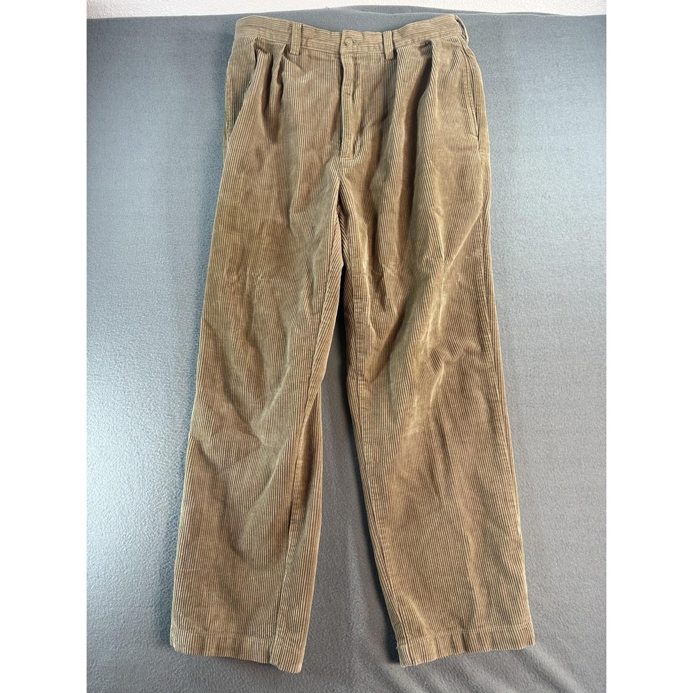 Vintage Polo Ralph Lauren Andrew Pants Mens 35x30 Beige Classic Corduroy Pleated
